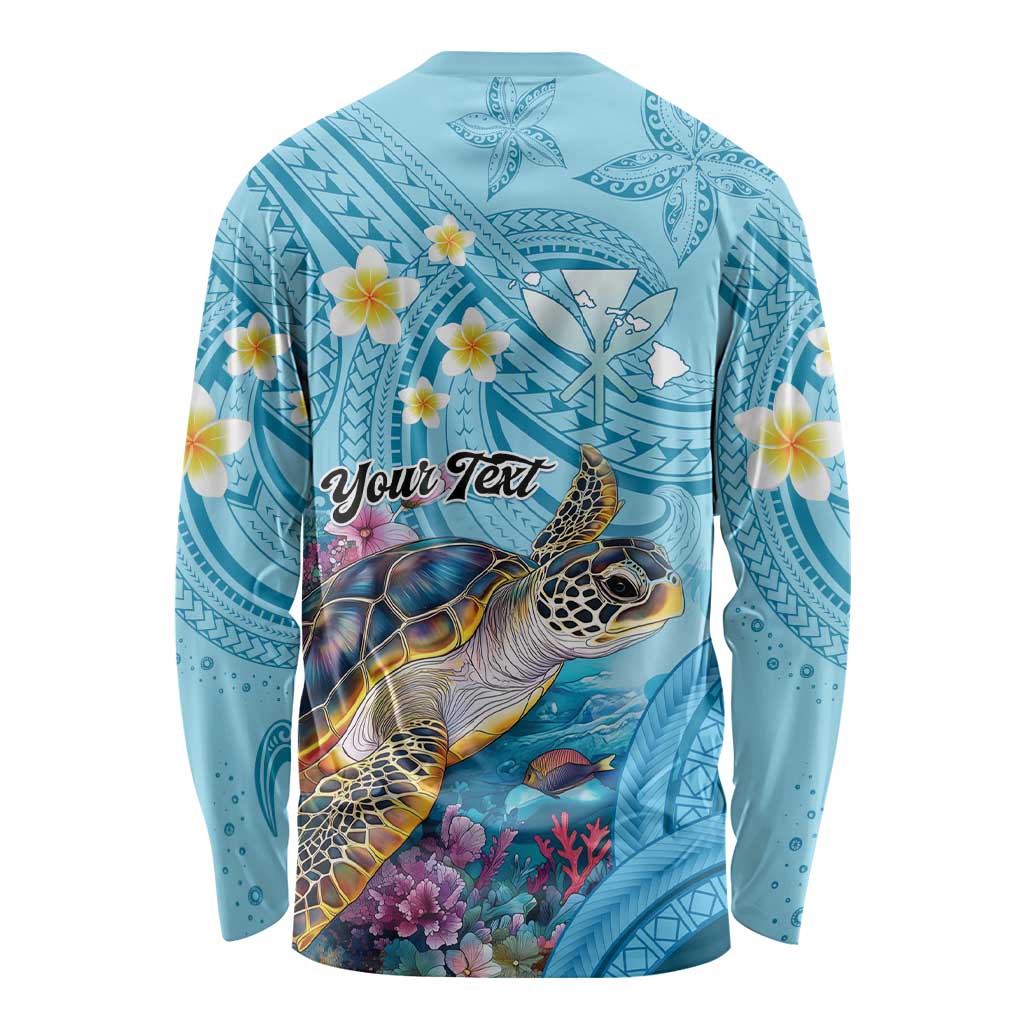Personalized Hawaii Sea Turtle Long Sleeve Shirt Hawaii Map Ocean Vibes LT01 - Polynesian Pride