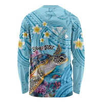 Personalized Hawaii Sea Turtle Long Sleeve Shirt Hawaii Map Ocean Vibes LT01 - Polynesian Pride