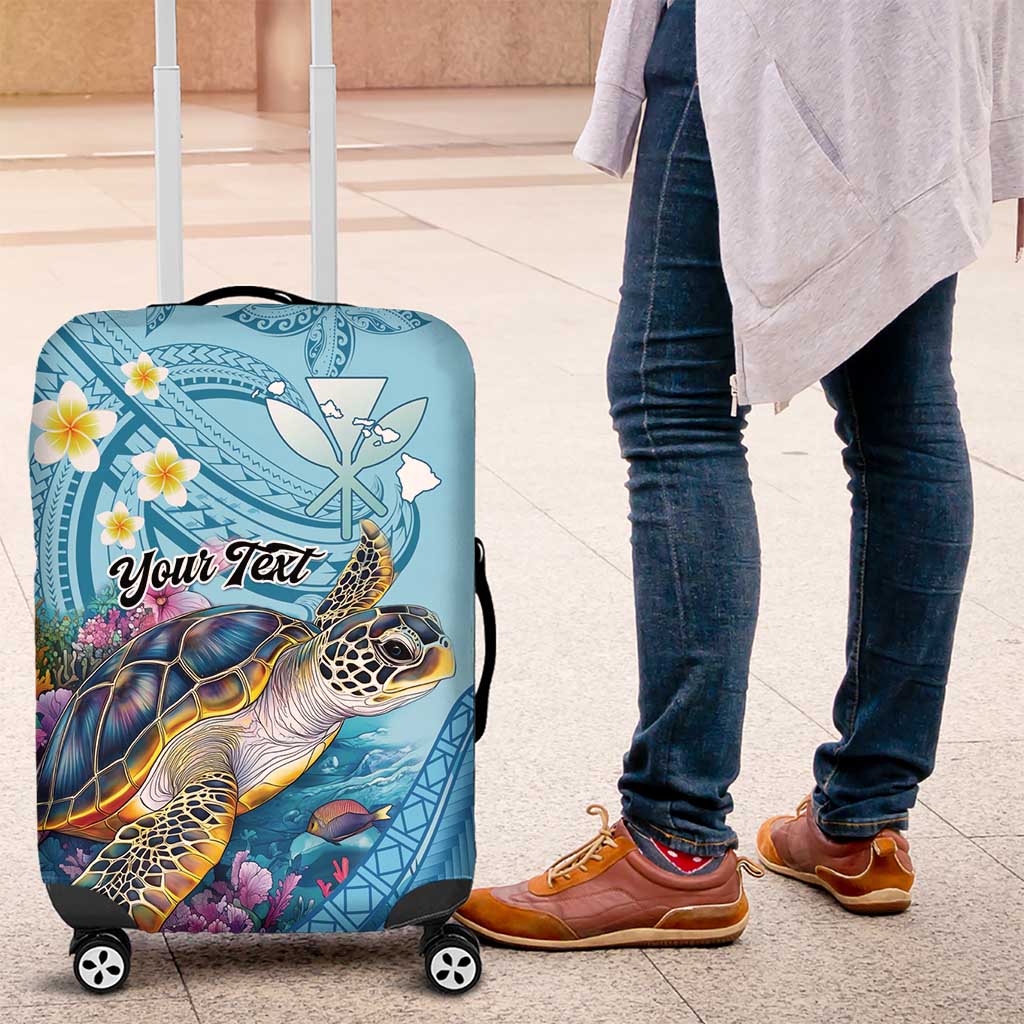 Personalized Hawaii Sea Turtle Luggage Cover Hawaii Map Ocean Vibes LT01 Blue - Polynesian Pride