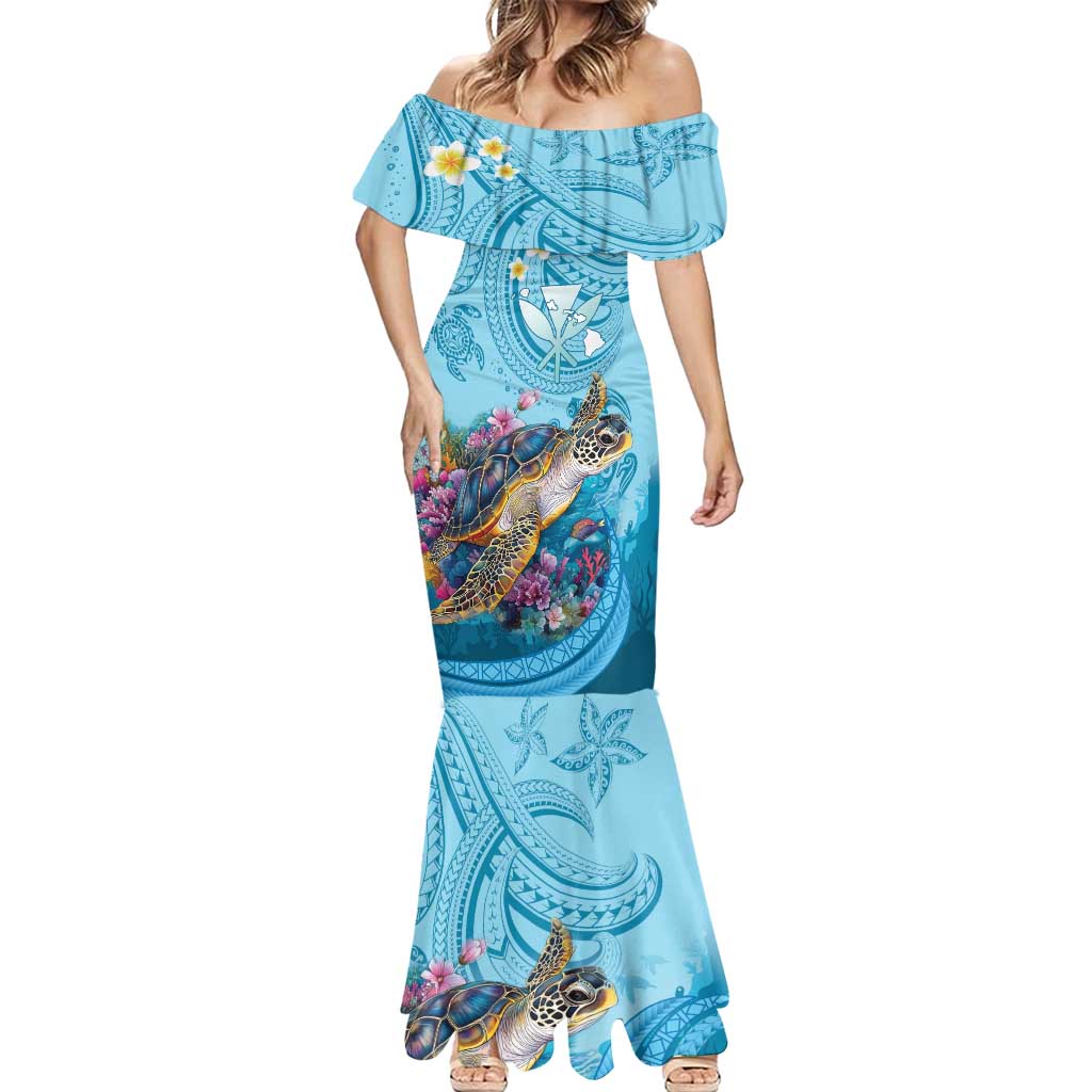 Personalized Hawaii Sea Turtle Mermaid Dress Hawaii Map Ocean Vibes LT01 - Polynesian Pride