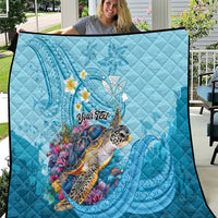 Personalized Hawaii Sea Turtle Quilt Hawaii Map Ocean Vibes LT01 Blue - Polynesian Pride