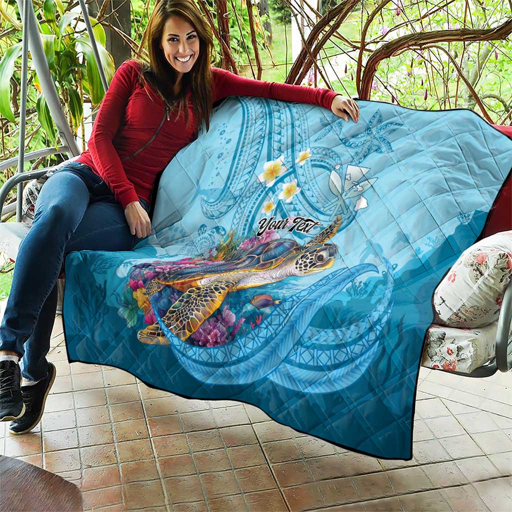 Personalized Hawaii Sea Turtle Quilt Hawaii Map Ocean Vibes LT01 - Polynesian Pride