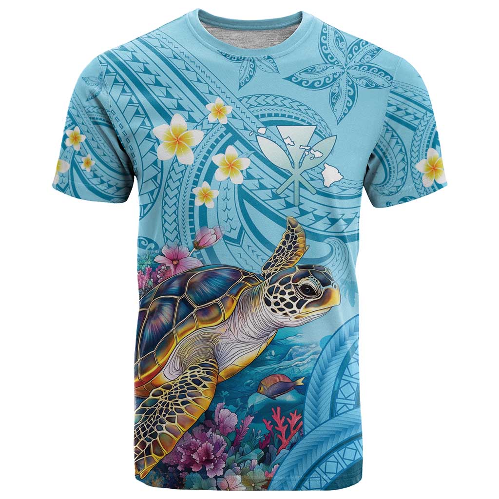 Personalized Hawaii Sea Turtle T Shirt Hawaii Map Ocean Vibes LT01 Blue - Polynesian Pride