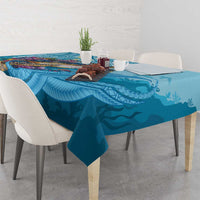 Personalized Hawaii Sea Turtle Tablecloth Hawaii Map Ocean Vibes LT01 - Polynesian Pride