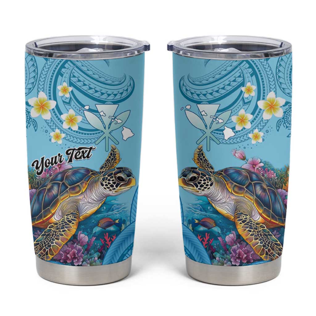 Personalized Hawaii Sea Turtle Tumbler Cup Hawaii Map Ocean Vibes LT01 Blue - Polynesian Pride
