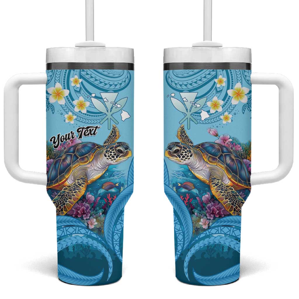 Personalized Hawaii Sea Turtle Tumbler With Handle Hawaii Map Ocean Vibes LT01 One Size: 40 oz Blue - Polynesian Pride