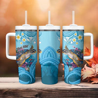Personalized Hawaii Sea Turtle Tumbler With Handle Hawaii Map Ocean Vibes LT01 - Polynesian Pride