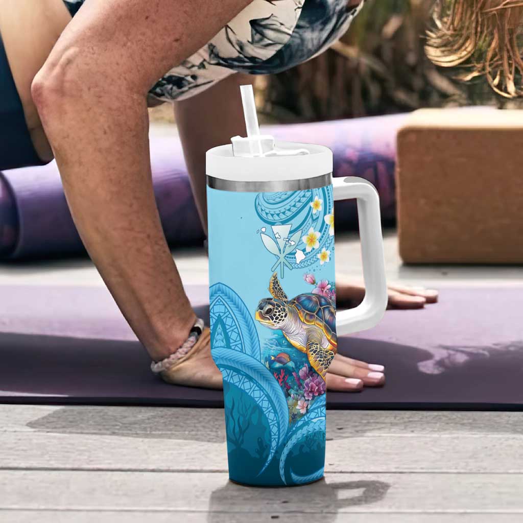 Personalized Hawaii Sea Turtle Tumbler With Handle Hawaii Map Ocean Vibes LT01 - Polynesian Pride