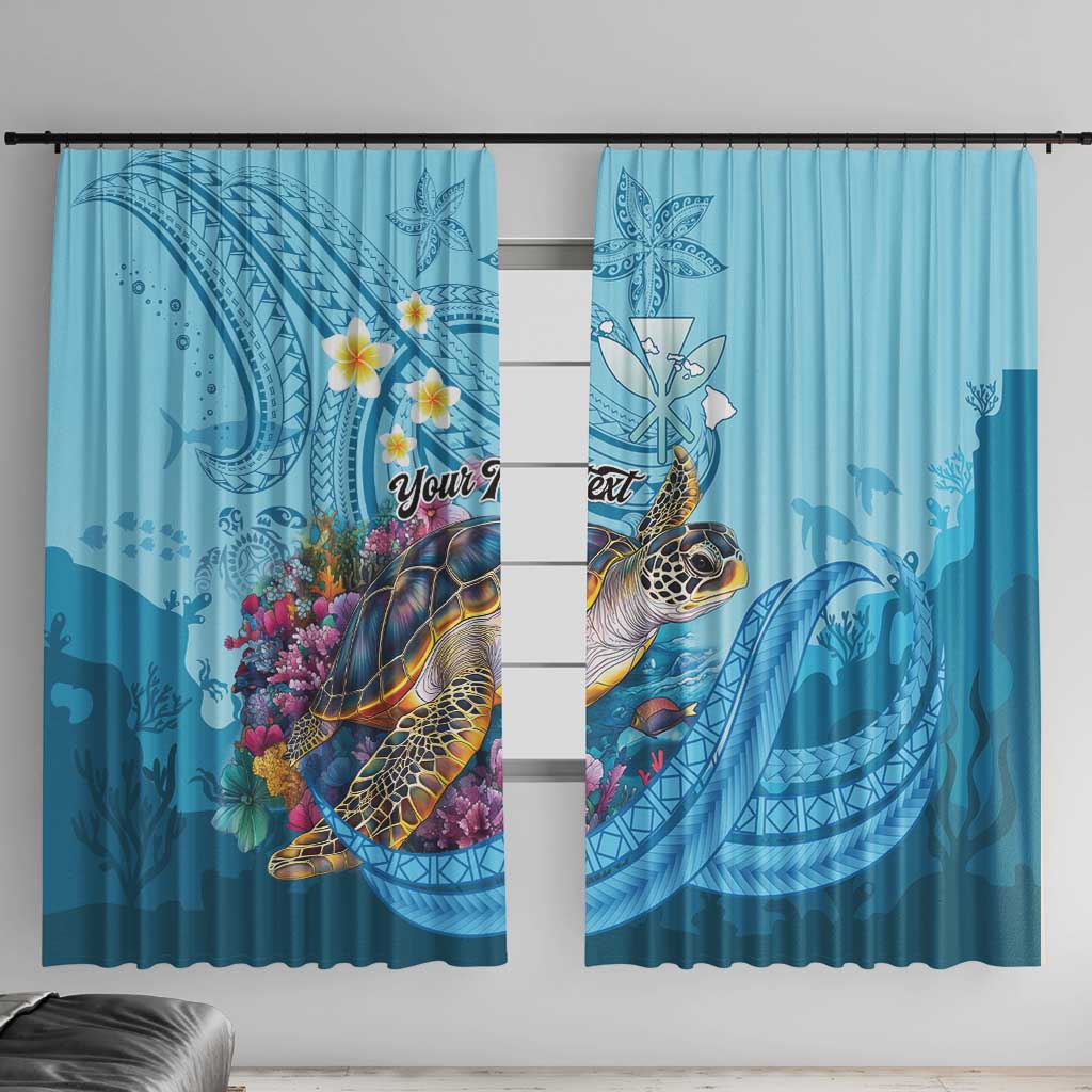 Personalized Hawaii Sea Turtle Window Curtain Hawaii Map Ocean Vibes LT01 With Hooks Blue - Polynesian Pride