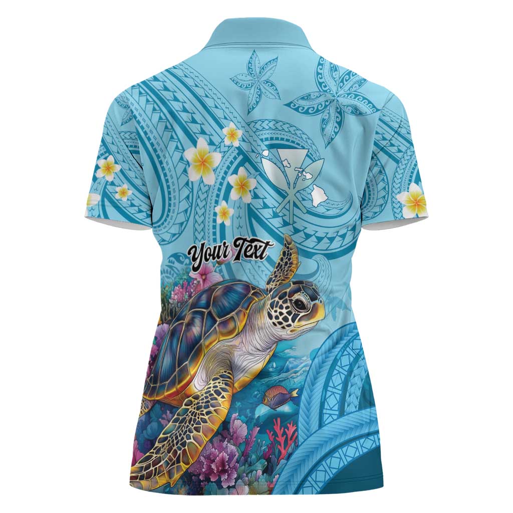 Personalized Hawaii Sea Turtle Women Polo Shirt Hawaii Map Ocean Vibes LT01 - Polynesian Pride