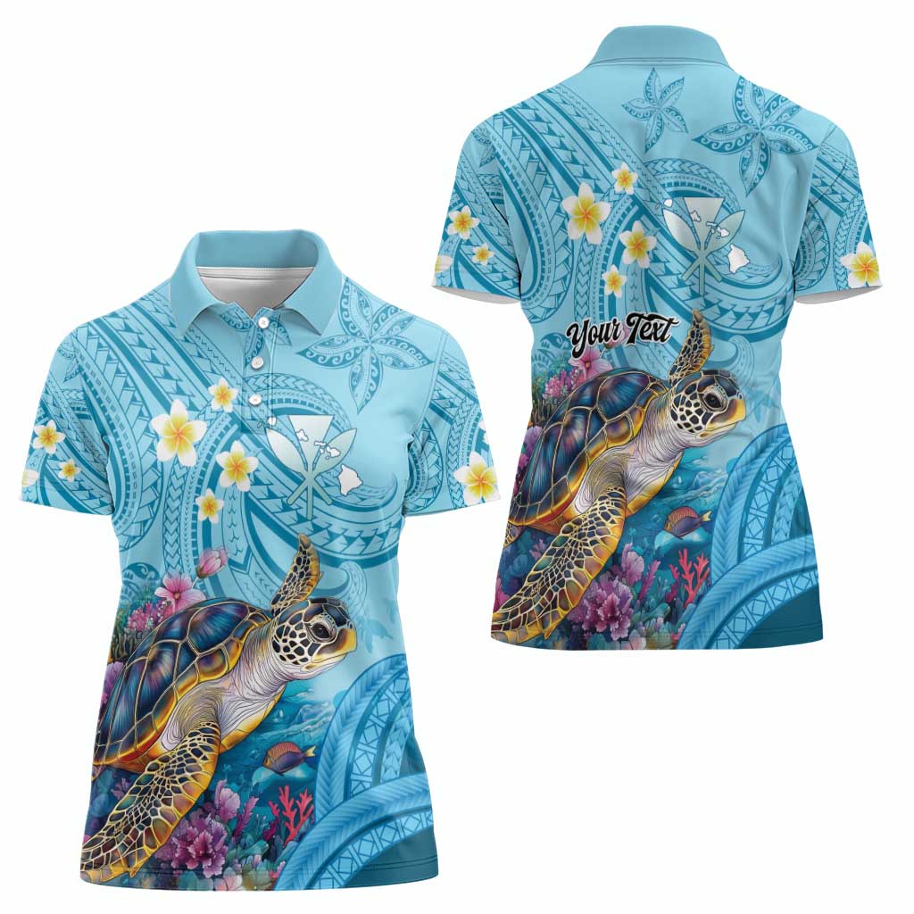 Personalized Hawaii Sea Turtle Women Polo Shirt Hawaii Map Ocean Vibes LT01 - Polynesian Pride