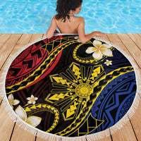Philippines Spirit Tribal Sun Plumeria Beach Blanket Red And Blue Polynesian Pattern LT01 - Polynesian Pride