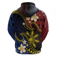 Philippines Spirit Tribal Sun Plumeria Hoodie Red And Blue Polynesian Pattern LT01 - Polynesian Pride