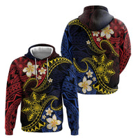 Philippines Spirit Tribal Sun Plumeria Hoodie Red And Blue Polynesian Pattern LT01 - Polynesian Pride