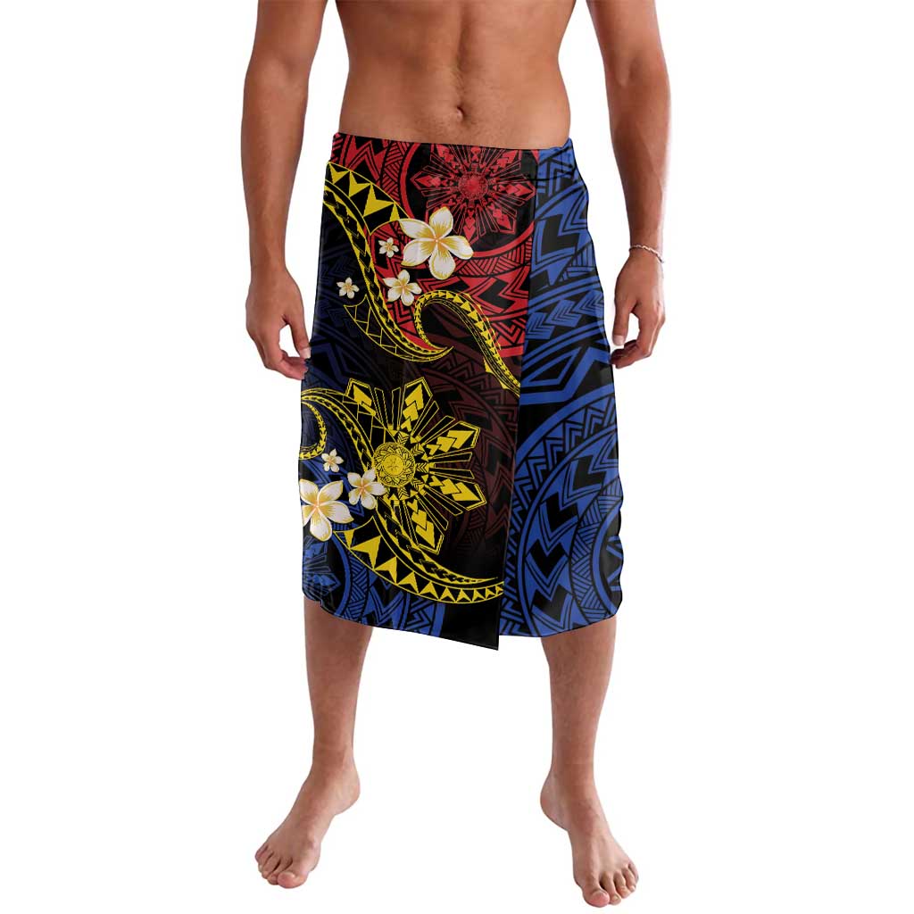 Philippines Spirit Tribal Sun Plumeria Lavalava Red And Blue Polynesian Pattern LT01 Black - Polynesian Pride