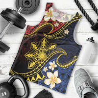 Philippines Spirit Tribal Sun Plumeria Men Tank Top Red And Blue Polynesian Pattern LT01 - Polynesian Pride