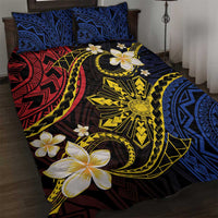 Philippines Spirit Tribal Sun Plumeria Quilt Bed Set Red And Blue Polynesian Pattern LT01 Black - Polynesian Pride