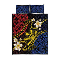 Philippines Spirit Tribal Sun Plumeria Quilt Bed Set Red And Blue Polynesian Pattern LT01 - Polynesian Pride