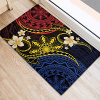 Philippines Spirit Tribal Sun Plumeria Rubber Doormat Red And Blue Polynesian Pattern LT01 - Polynesian Pride