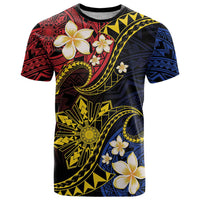 Philippines Spirit Tribal Sun Plumeria T Shirt Red And Blue Polynesian Pattern LT01 Black - Polynesian Pride