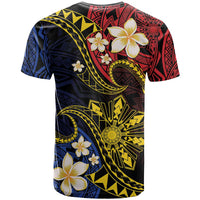 Philippines Spirit Tribal Sun Plumeria T Shirt Red And Blue Polynesian Pattern LT01 - Polynesian Pride