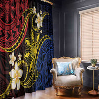 Philippines Spirit Tribal Sun Plumeria Window Curtain Red And Blue Polynesian Pattern LT01 - Polynesian Pride