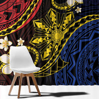 Philippines Spirit Tribal Sun Plumeria Window Curtain Red And Blue Polynesian Pattern LT01 - Polynesian Pride