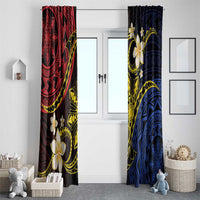 Philippines Spirit Tribal Sun Plumeria Window Curtain Red And Blue Polynesian Pattern LT01 - Polynesian Pride