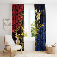 Philippines Spirit Tribal Sun Plumeria Window Curtain Red And Blue Polynesian Pattern LT01 - Polynesian Pride