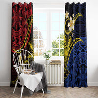 Philippines Spirit Tribal Sun Plumeria Window Curtain Red And Blue Polynesian Pattern LT01 - Polynesian Pride