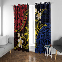 Philippines Spirit Tribal Sun Plumeria Window Curtain Red And Blue Polynesian Pattern LT01 With Grommets Black - Polynesian Pride