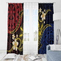 Philippines Spirit Tribal Sun Plumeria Window Curtain Red And Blue Polynesian Pattern LT01 - Polynesian Pride
