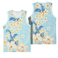 Hawaii Hibiscus Plumeria Blue Basketball Jersey Polynesian Pattern LT01 - Polynesian Pride