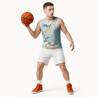 Hawaii Hibiscus Plumeria Blue Basketball Jersey Polynesian Pattern LT01 - Polynesian Pride