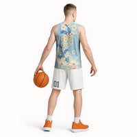 Hawaii Hibiscus Plumeria Blue Basketball Jersey Polynesian Pattern LT01 - Polynesian Pride