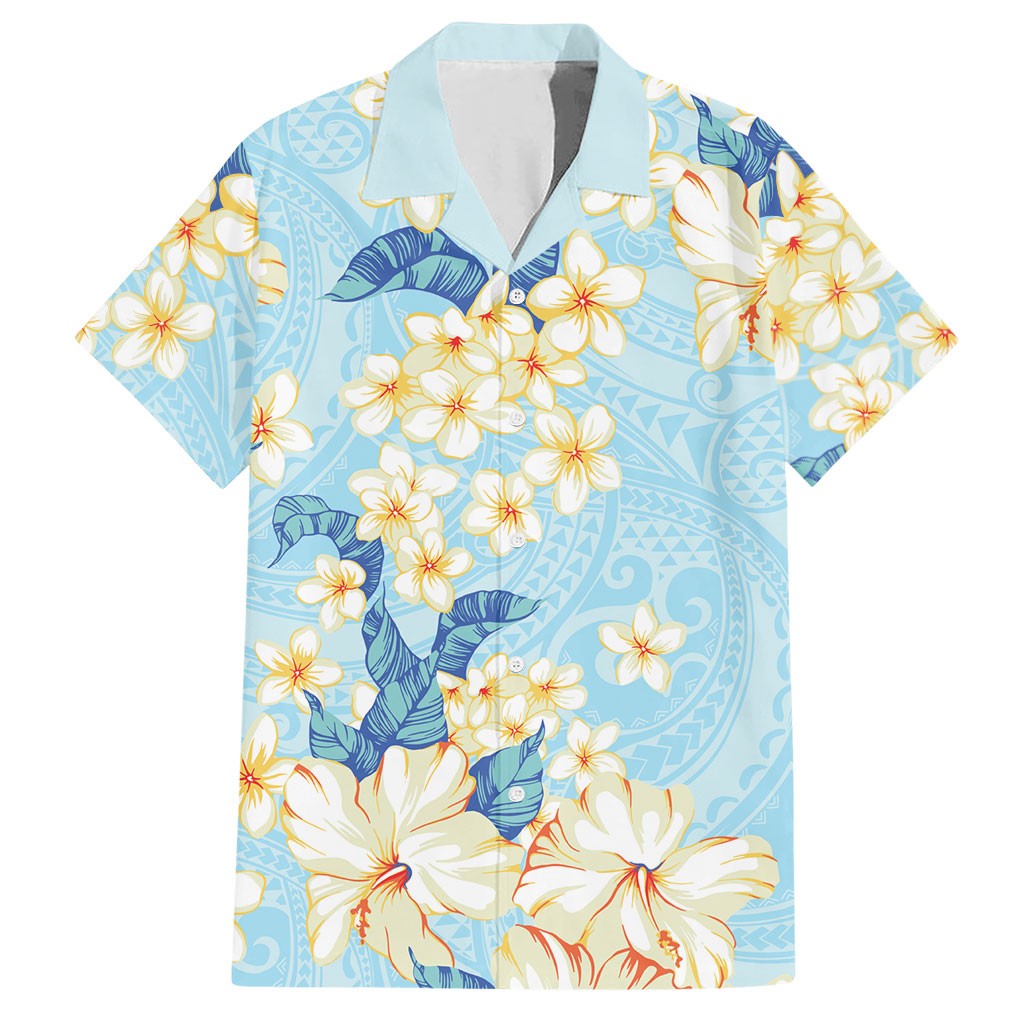 Hawaii Hibiscus Plumeria Blue Hawaiian Shirt Polynesian Pattern LT01 Blue - Polynesian Pride