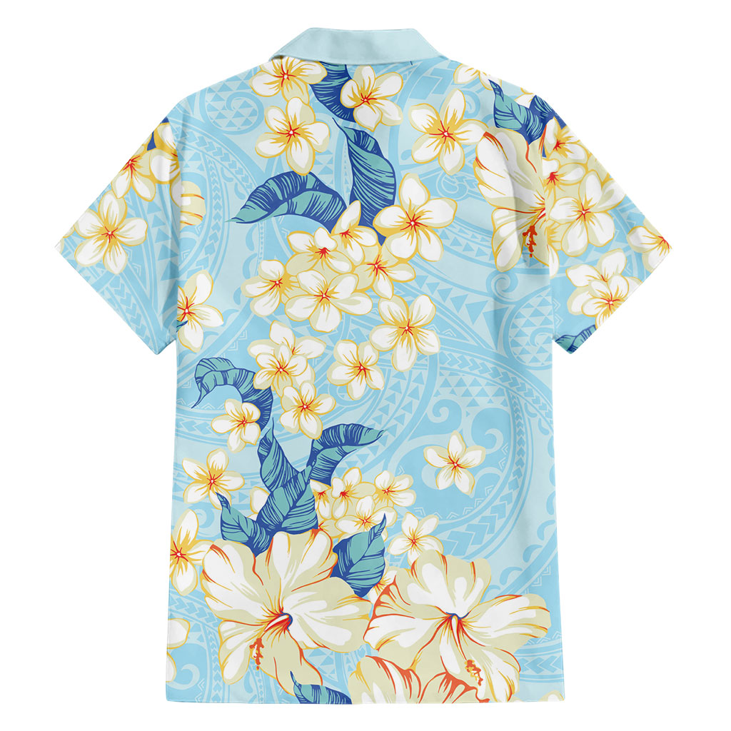 Hawaii Hibiscus Plumeria Blue Hawaiian Shirt Polynesian Pattern LT01 - Polynesian Pride