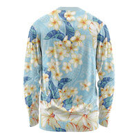 Hawaii Hibiscus Plumeria Blue Long Sleeve Shirt Polynesian Pattern LT01 - Polynesian Pride