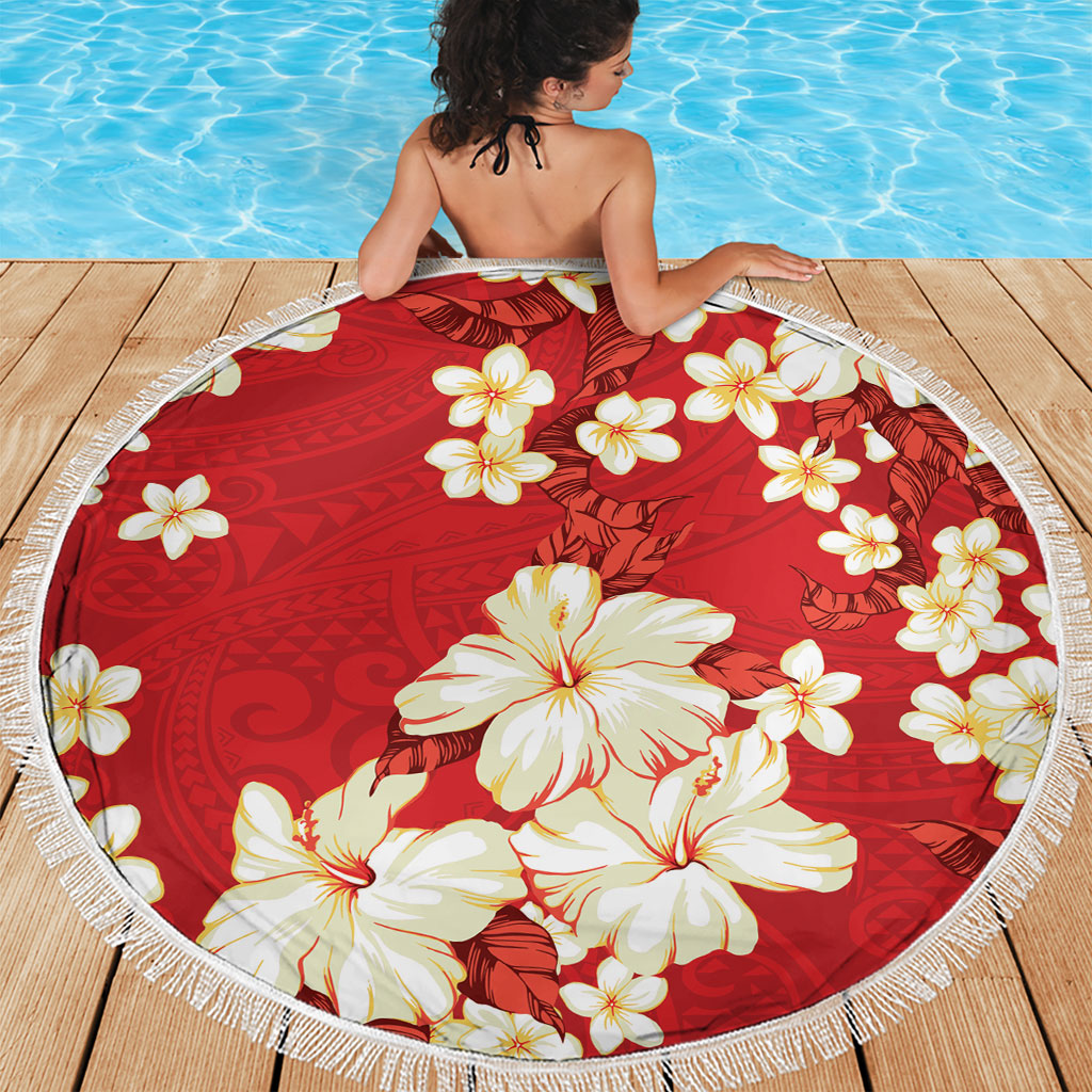 Hawaii Hibiscus Plumeria Red Beach Blanket Polynesian Pattern LT01 - Polynesian Pride