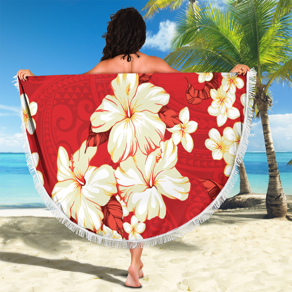 Hawaii Hibiscus Plumeria Red Beach Blanket Polynesian Pattern LT01 - Polynesian Pride