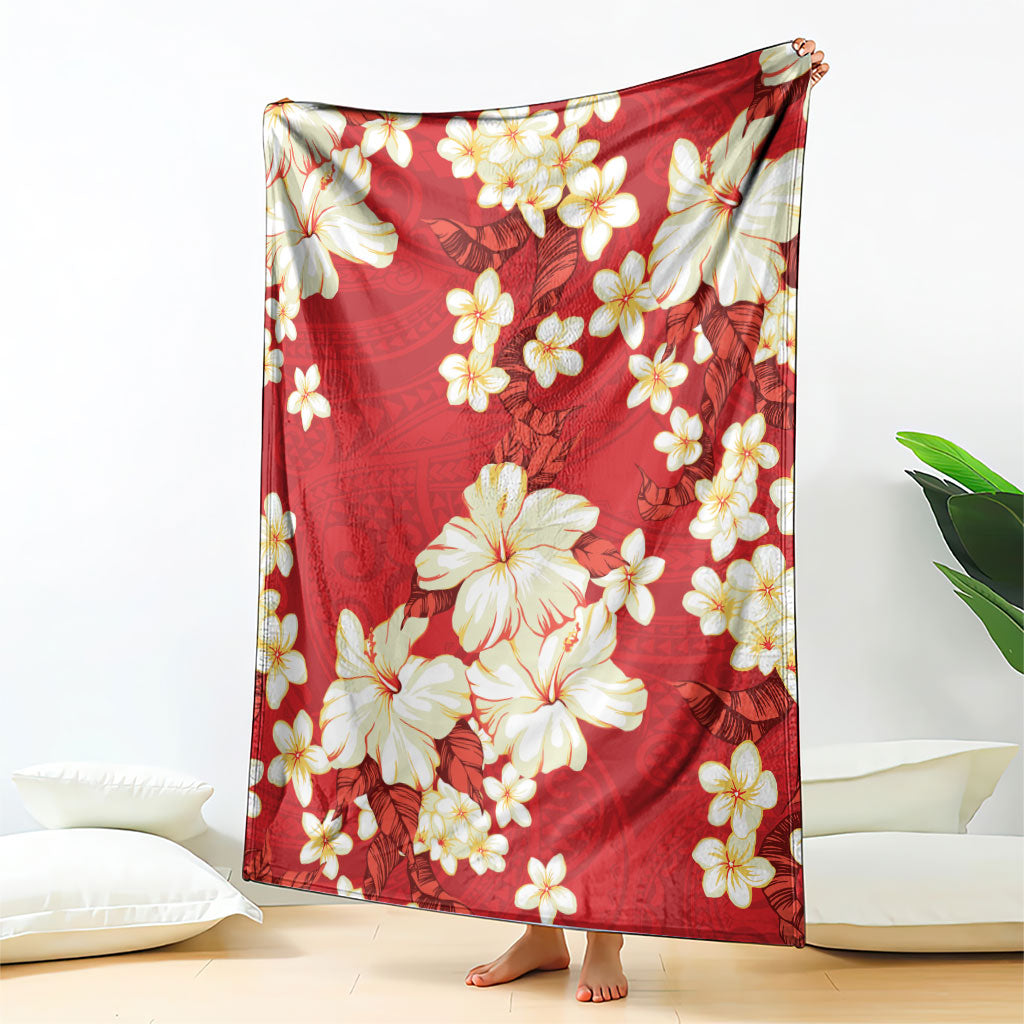 Hawaii Hibiscus Plumeria Red Blanket Polynesian Pattern LT01 - Polynesian Pride