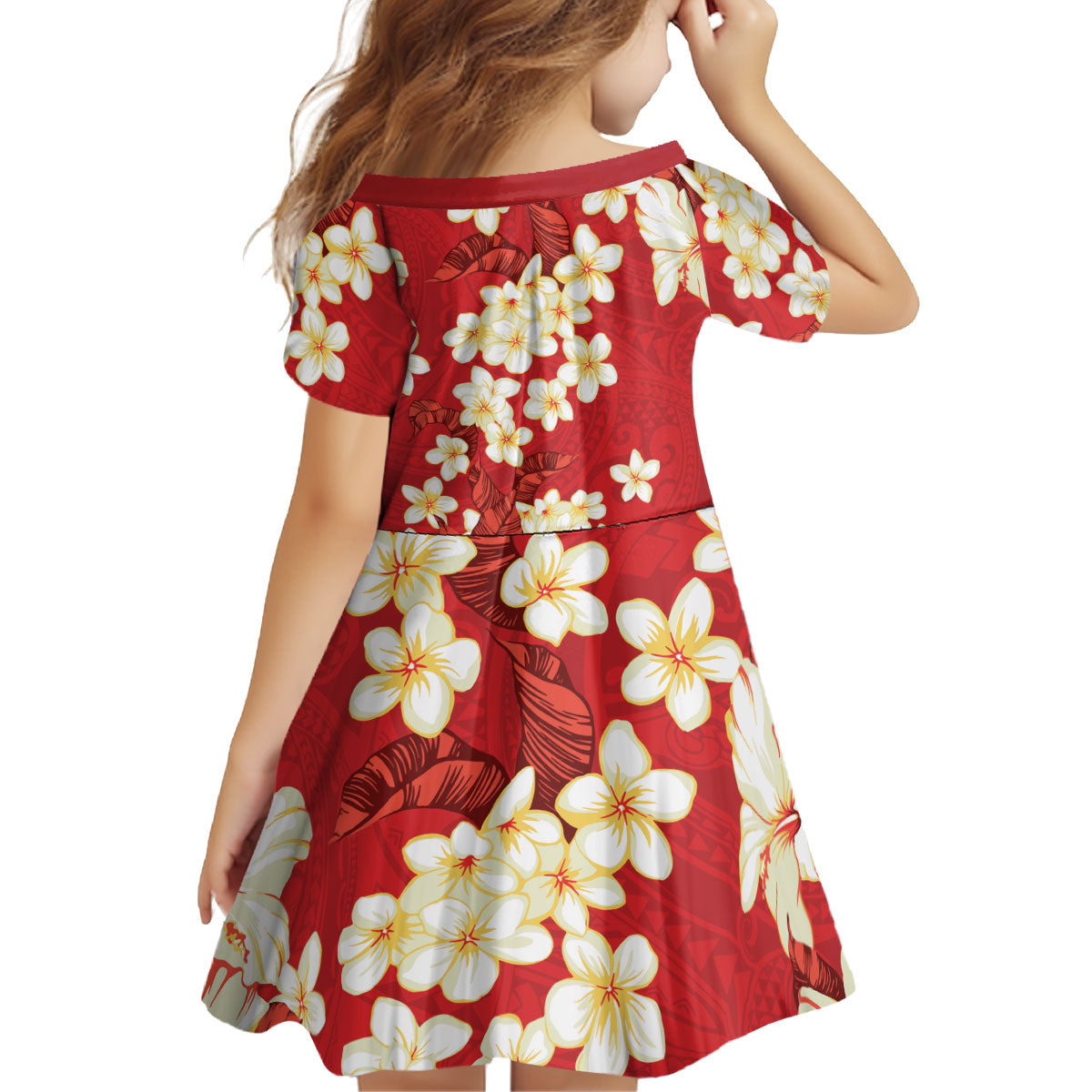Hawaii Hibiscus Plumeria Red Kid Short Sleeve Dress Polynesian Pattern LT01 - Polynesian Pride