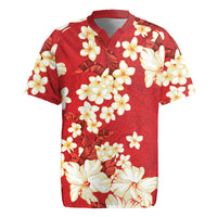 Hawaii Hibiscus Plumeria Red Rugby Jersey Polynesian Pattern LT01 Red - Polynesian Pride