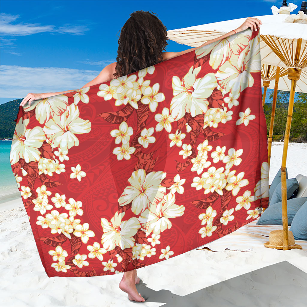 Hawaii Hibiscus Plumeria Red Sarong Polynesian Pattern LT01 One Size 44 x 66 inches Red - Polynesian Pride