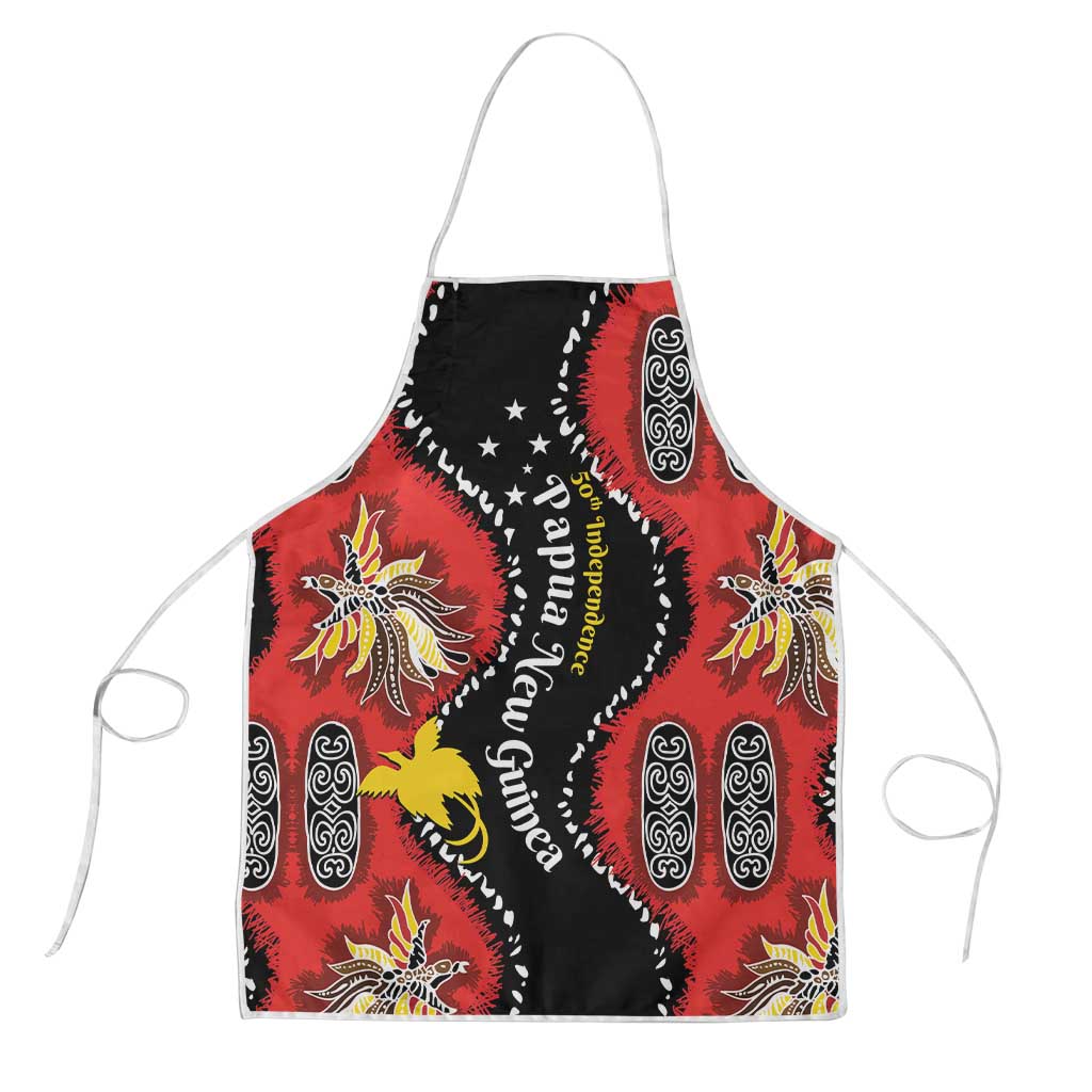 Papua New Guinea 50th Independence Apron PNG Batik Pattern LT01 Red - Polynesian Pride