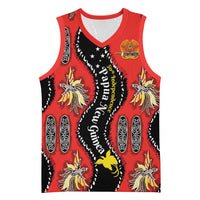 Papua New Guinea 50th Independence Basketball Jersey PNG Batik Pattern LT01 Unisex Red - Polynesian Pride