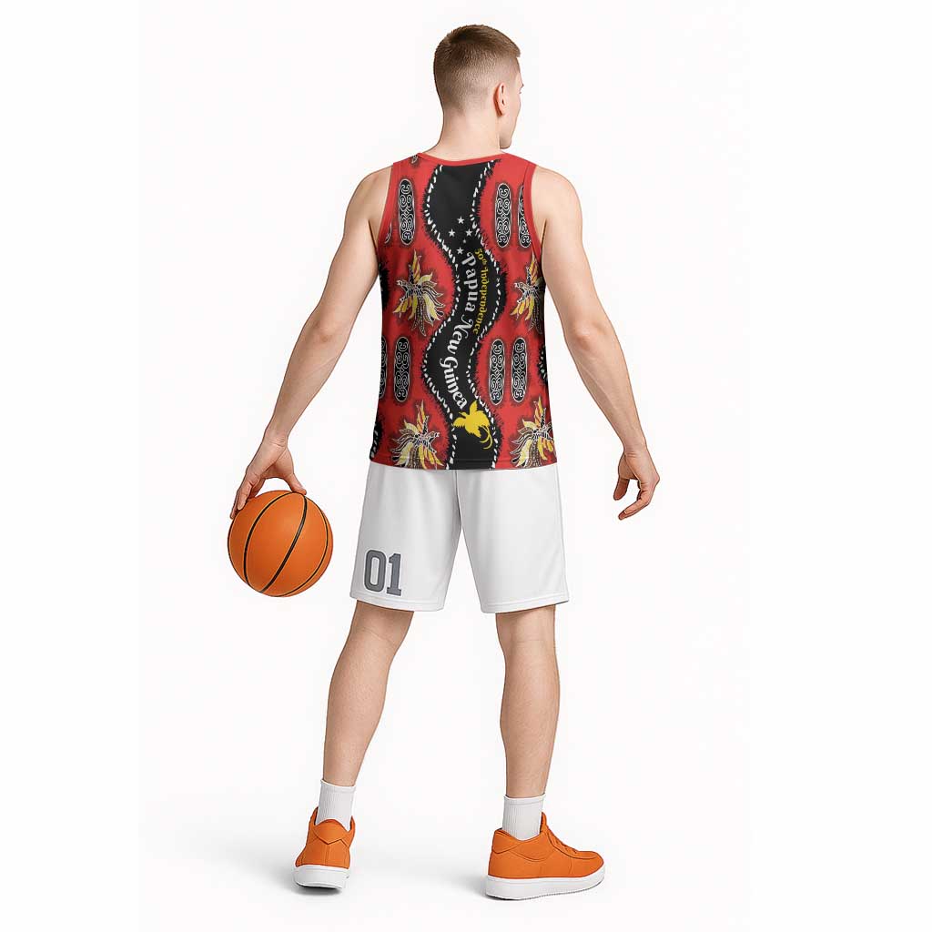 Papua New Guinea 50th Independence Basketball Jersey PNG Batik Pattern LT01 - Polynesian Pride