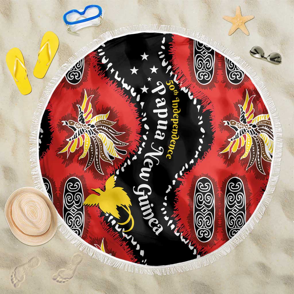 Papua New Guinea 50th Independence Beach Blanket PNG Batik Pattern LT01 One Size 150cm Red - Polynesian Pride