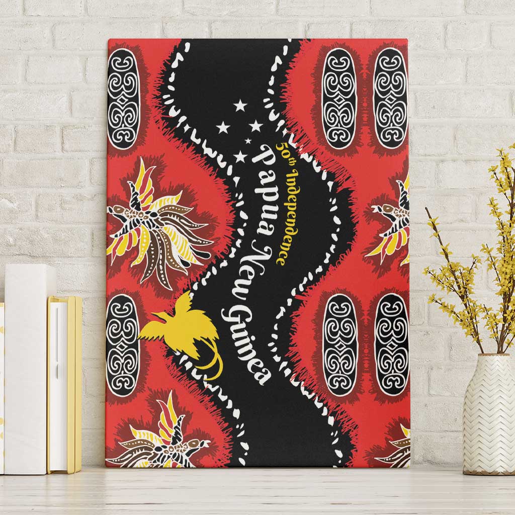 Papua New Guinea 50th Independence Canvas Wall Art PNG Batik Pattern LT01 Without Frame Red - Polynesian Pride