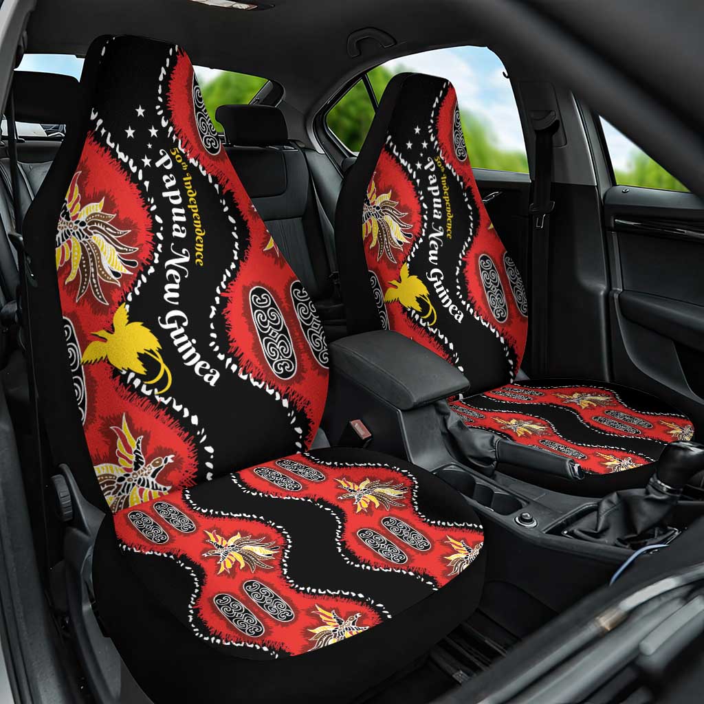 Papua New Guinea 50th Independence Car Seat Cover PNG Batik Pattern LT01 One Size Red - Polynesian Pride